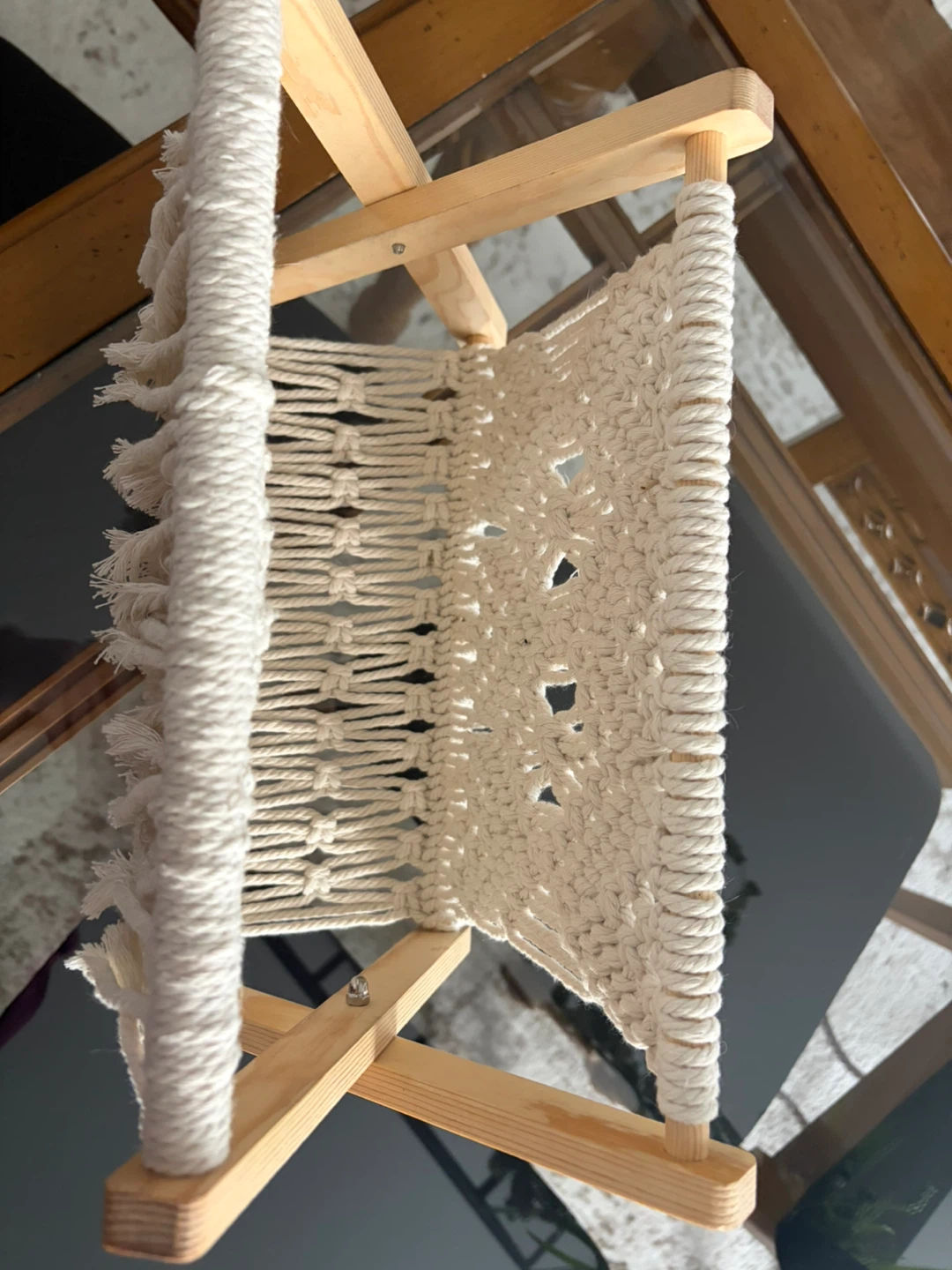 Macrame Magazine Holder with Wooden Frame - photo 4