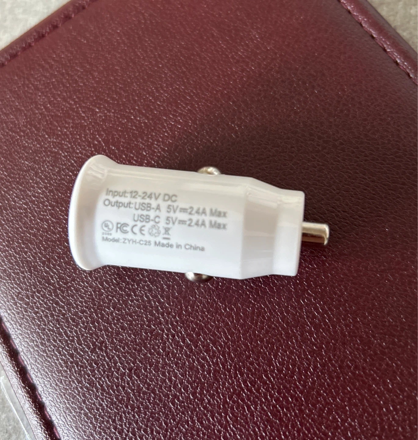 White USB-A + USB-C Car Charger