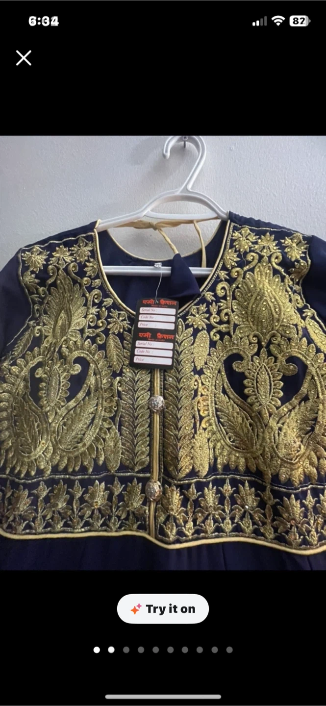 Navy Blue Embroidered Anarkali Suit with Dupatta - photo 3