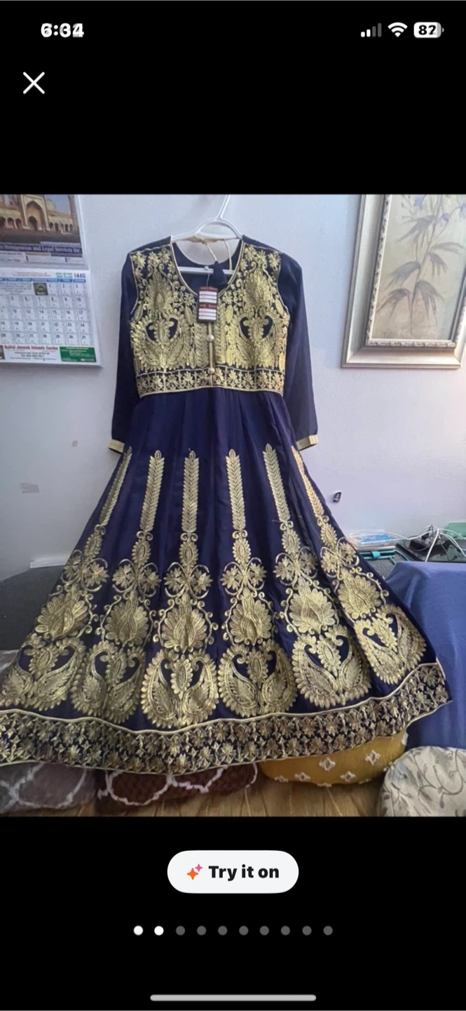 Navy Blue Embroidered Anarkali Suit with Dupatta