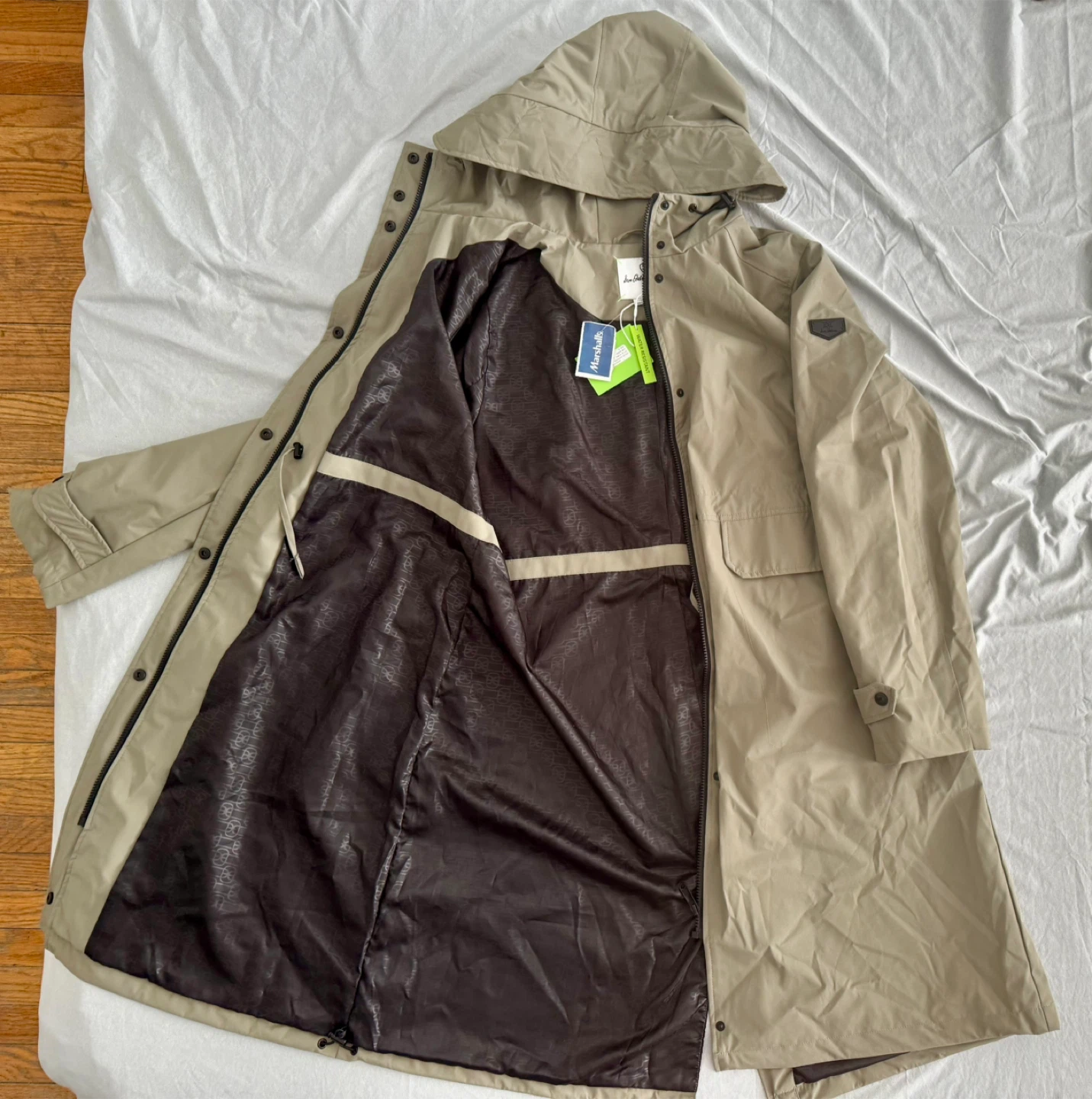 Green Hooded Trench Coat