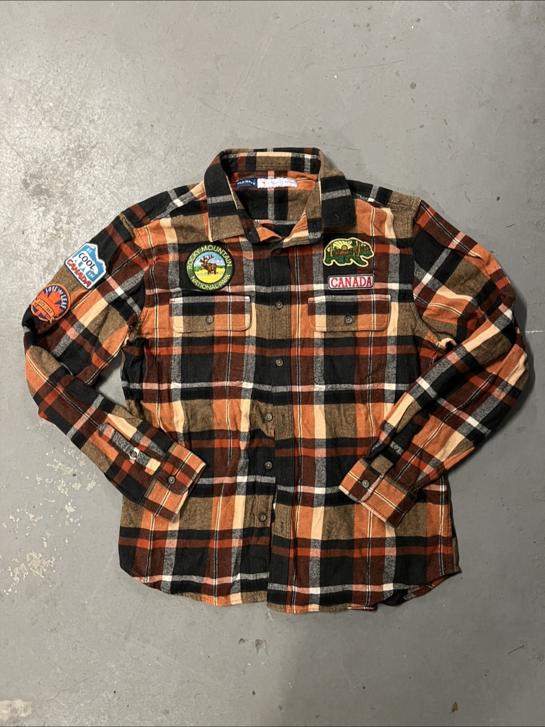 DIY Old Navy Flannel Shirt with Custom Canada Patches