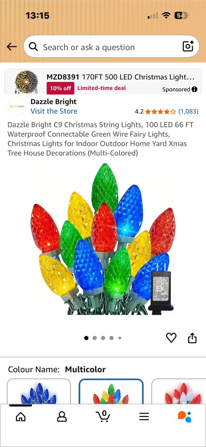 EXF 2-Pack 50FT C9 LED Christmas String Lights - Multicolor - photo 2