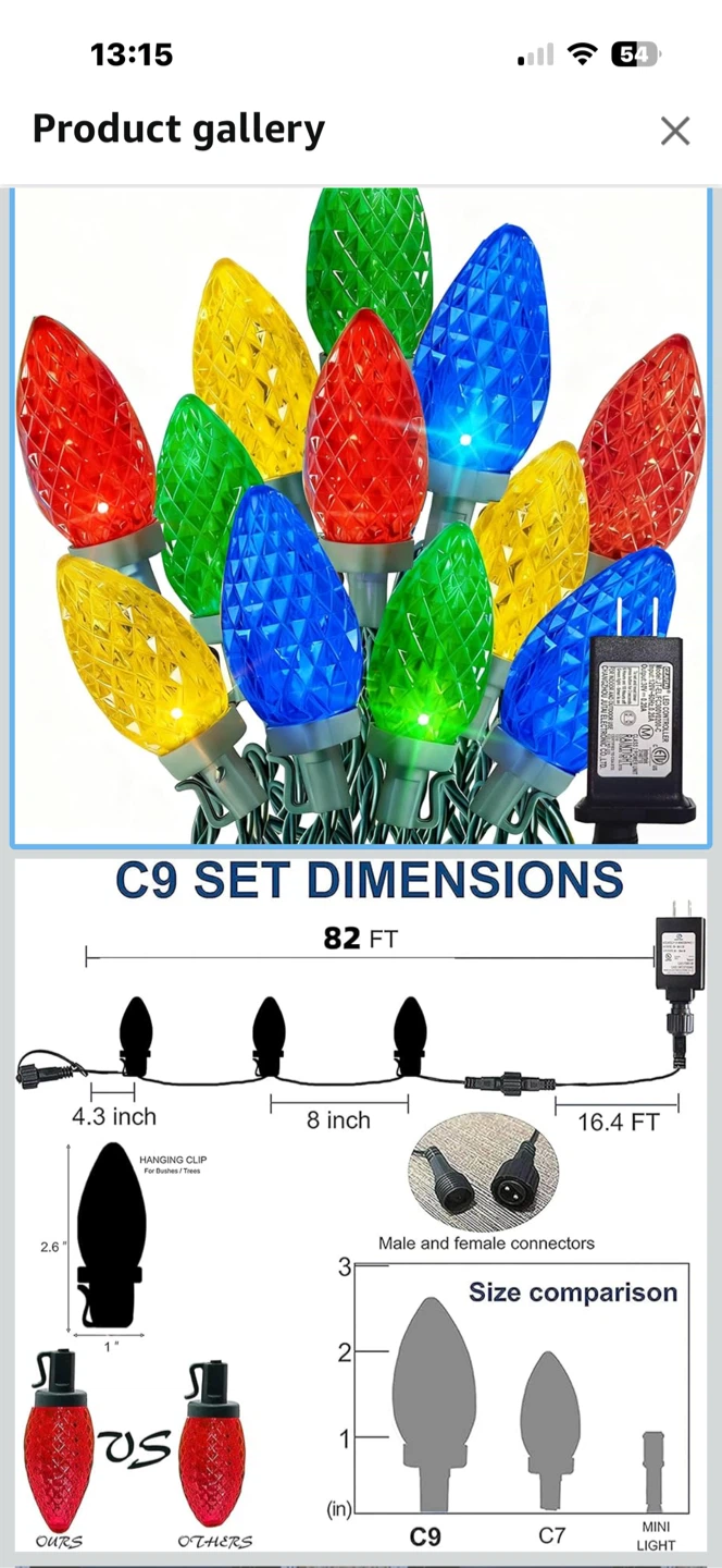 EXF 2-Pack 50FT C9 LED Christmas String Lights - Multicolor - photo 4