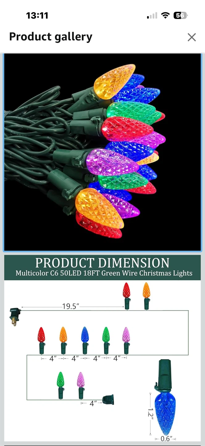 EXF 2-Pack 50FT C9 LED Christmas String Lights - Multicolor - photo 3