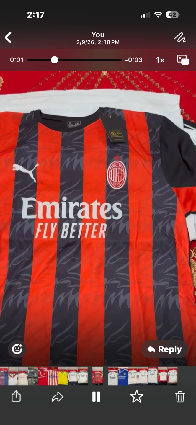 AC Milan Emirates Fly Better Jersey XXL