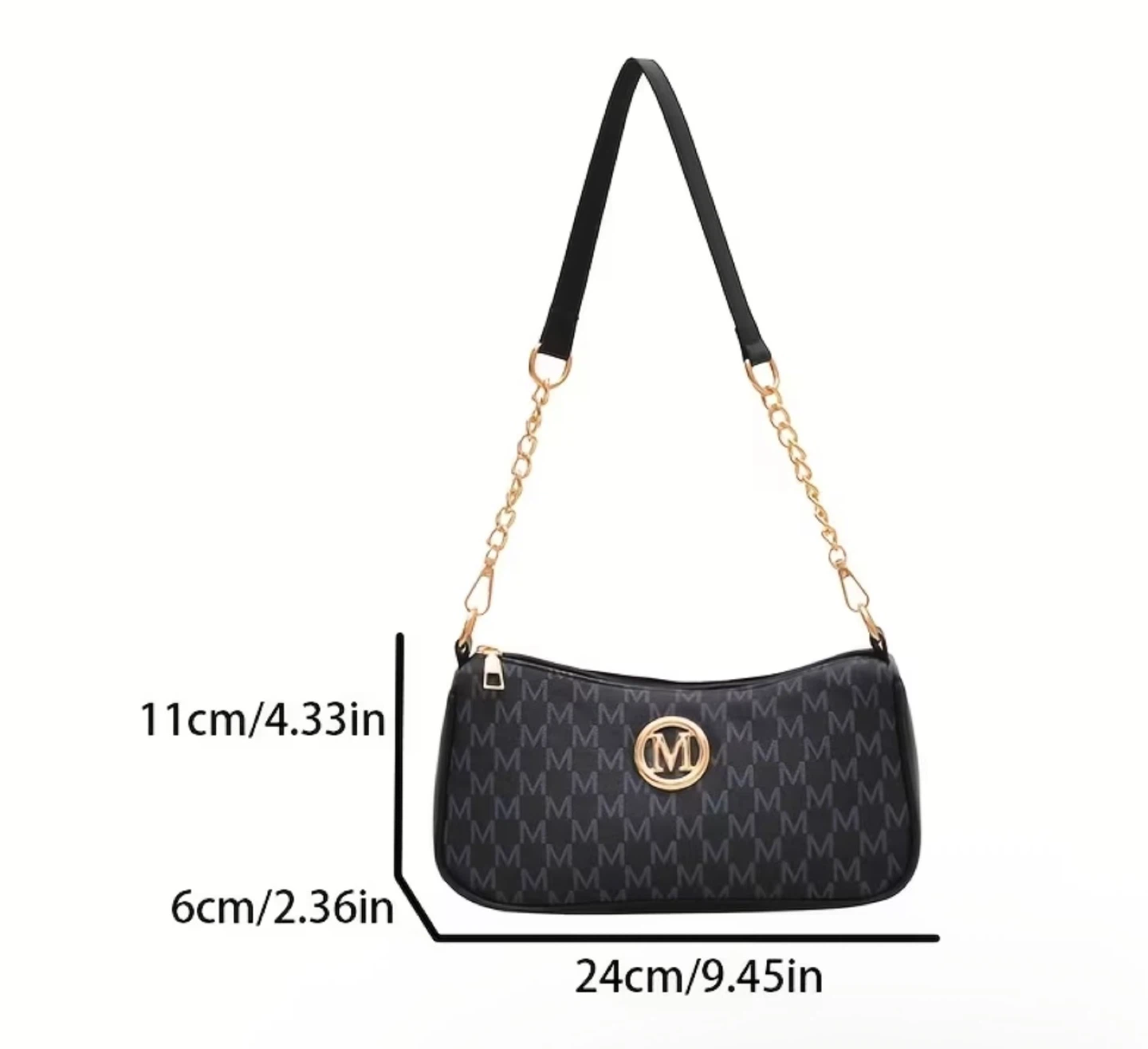 New! Black Shoulder Bag with Gold Chain - photo 5