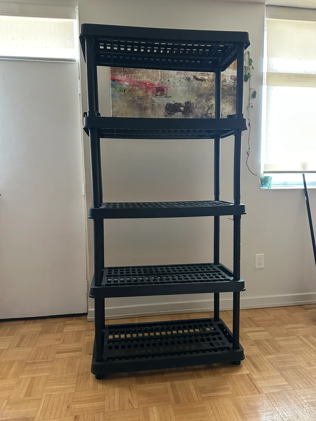 Black 5-Tier Plastic Storage Shelving Unit