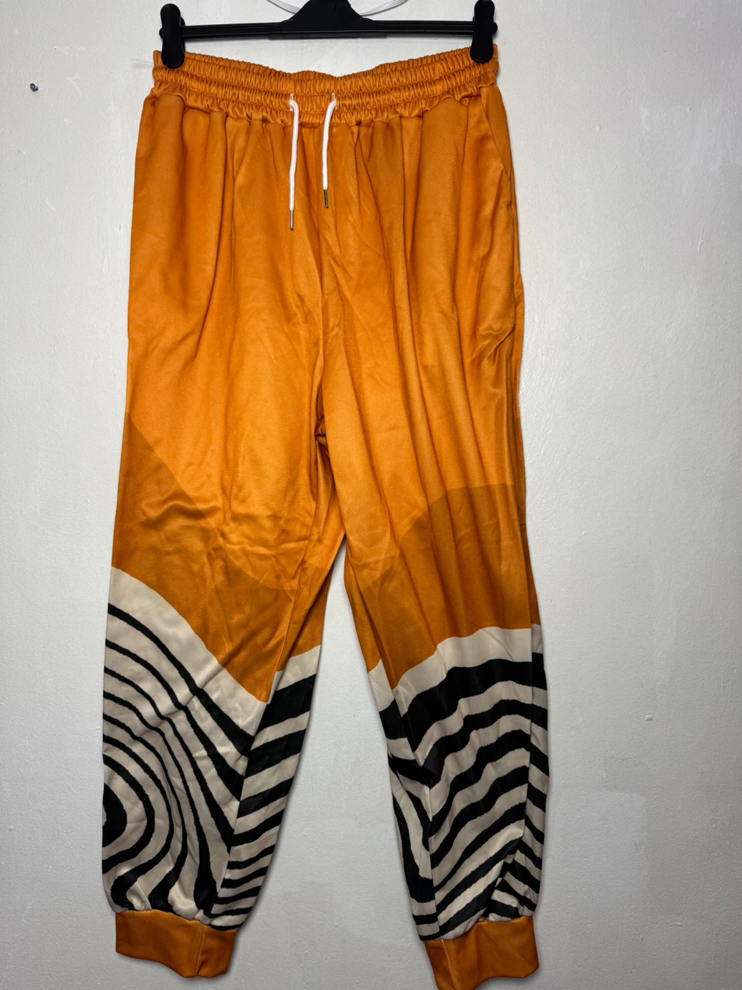 Orange & Black Pattern Track Pants Size XL