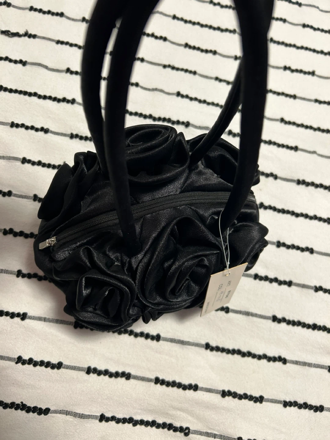 Black Satin Rose Evening Clutch - photo 4