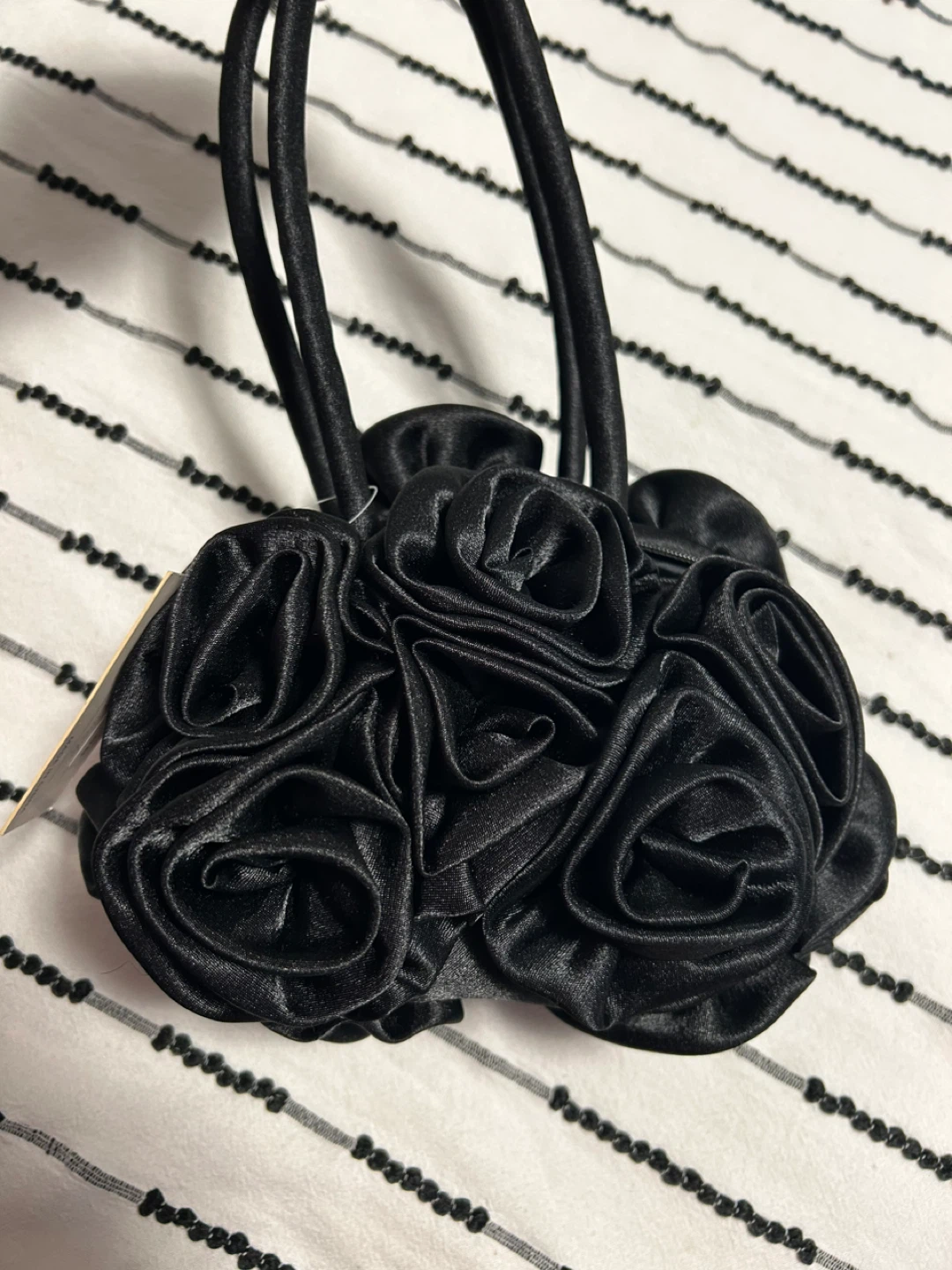 Black Satin Rose Evening Clutch
