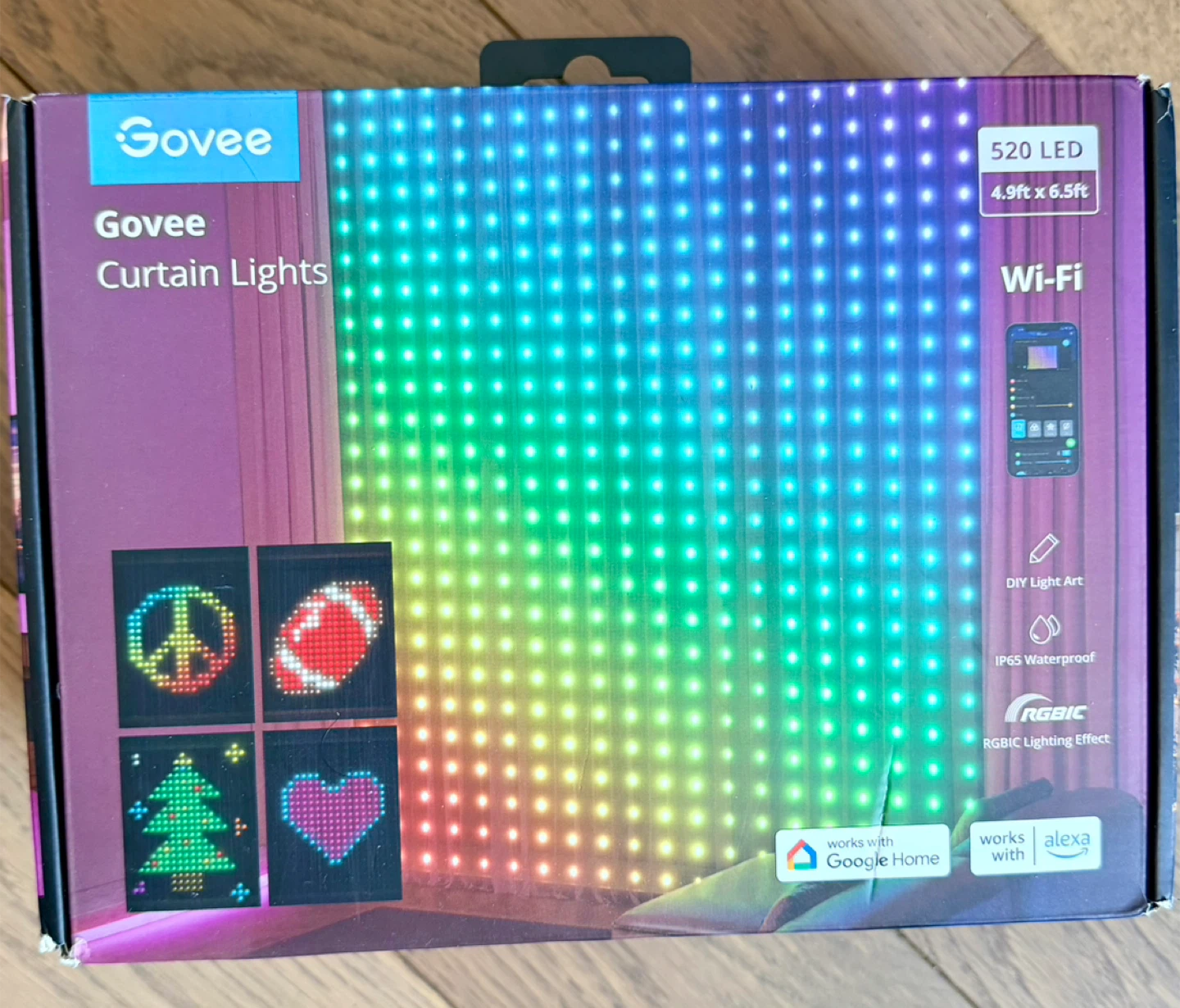 Govee Curtain Lights 520 LED Wi-Fi RGBIC 4.9ft x 6.5ft