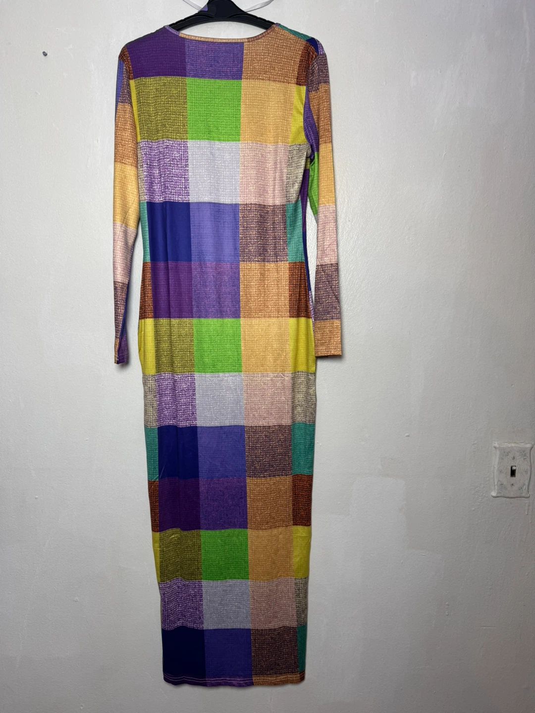 Patchwork Long Sleeve Maxi Dress - Size L - photo 2