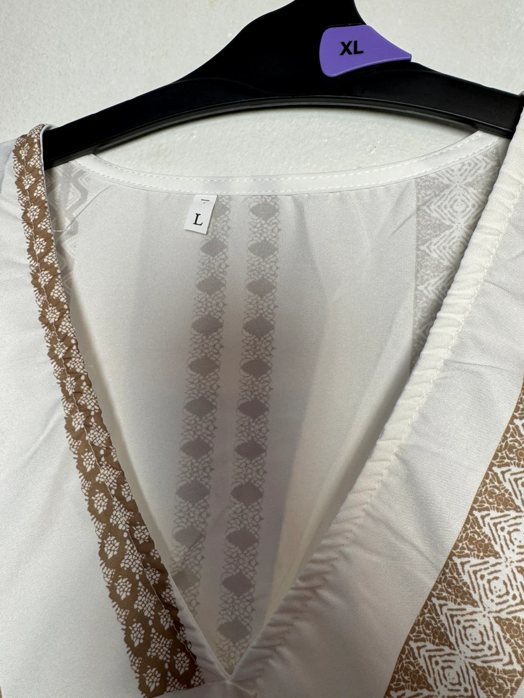 White and Brown Patterned Dress - Size L - photo 3