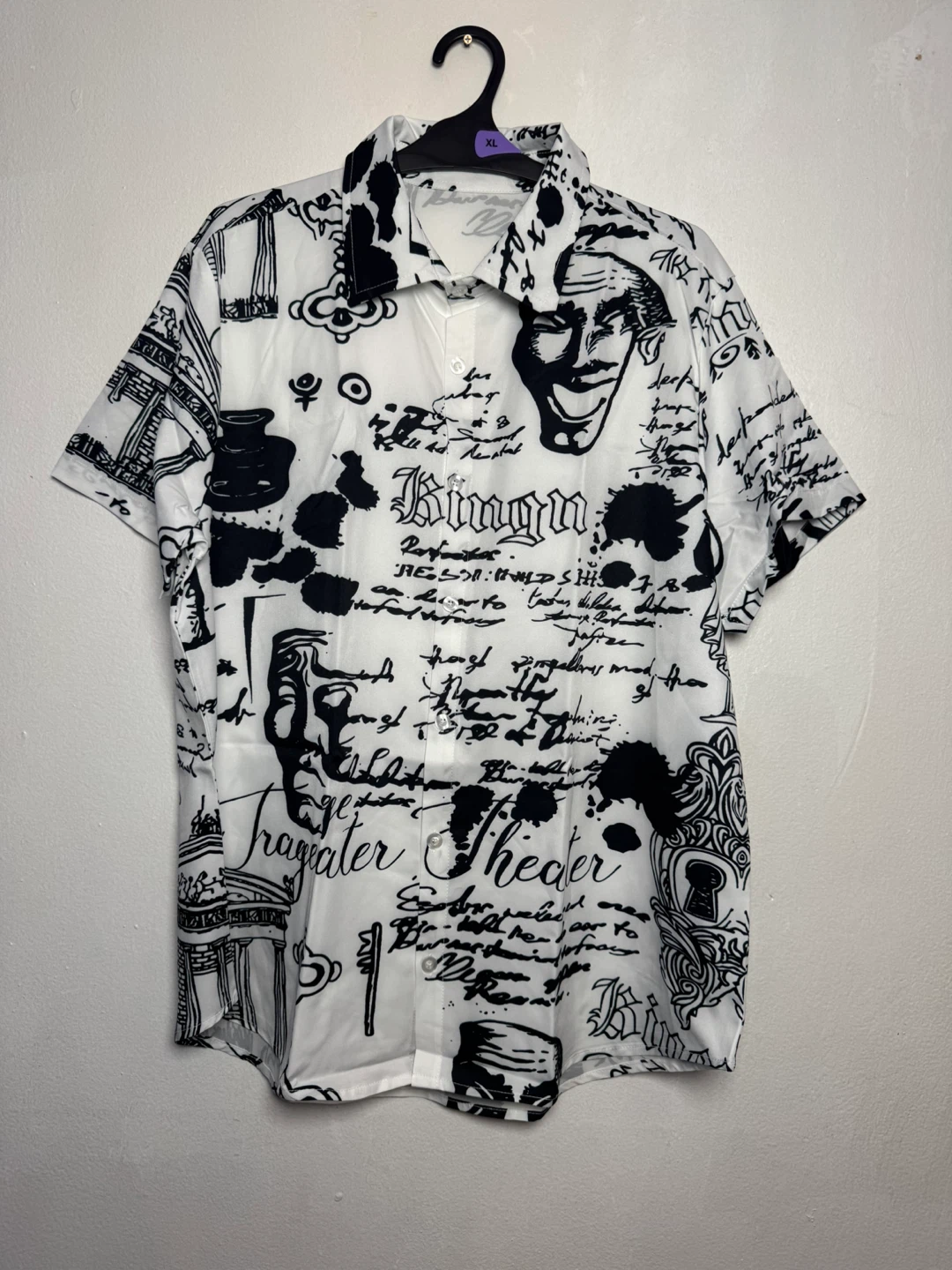 Men's Graphic Print Button-Up Shirt