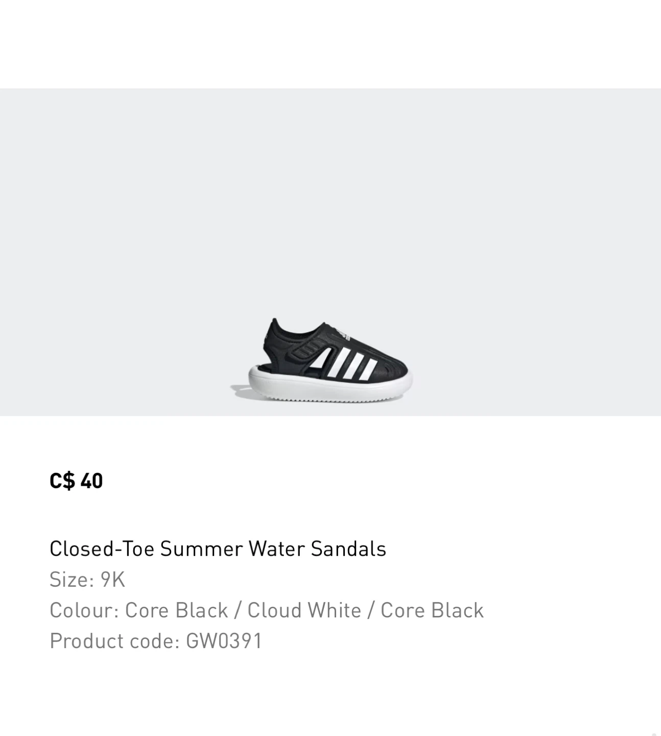 Adidas Kids' Closed-Toe Water Sandals Size 9K - photo 4