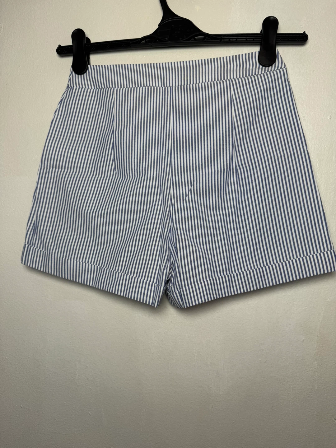Blue and White Striped Shorts