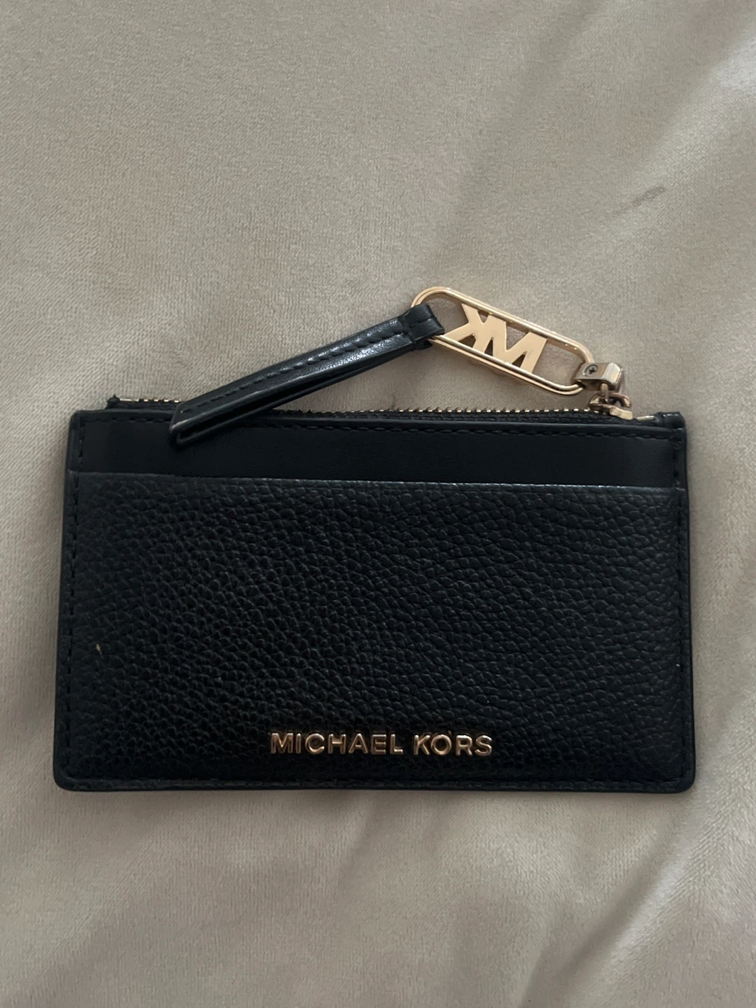 Michael Kors Black Leather Card Holder with Zipper Pouch