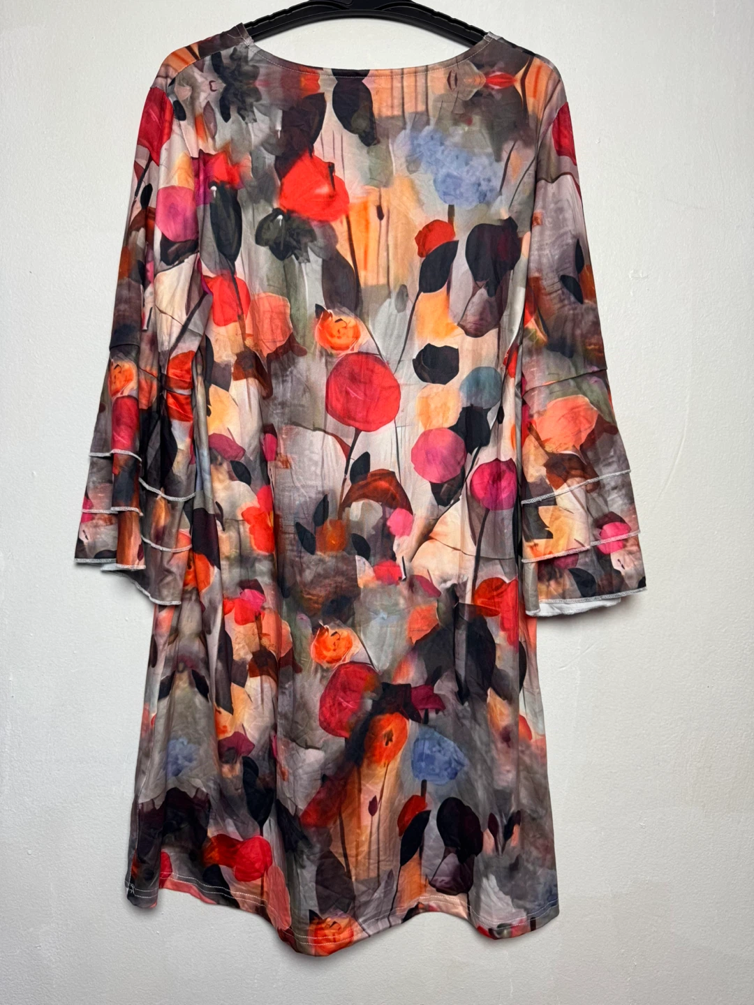 Women's Abstract Floral Print V-Neck Bell Sleeve Dress XXL - photo 2