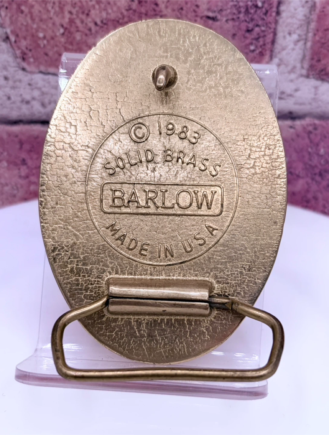 Barlow Solid Brass Belt Buckle - Deer Scene - 1983 - photo 2