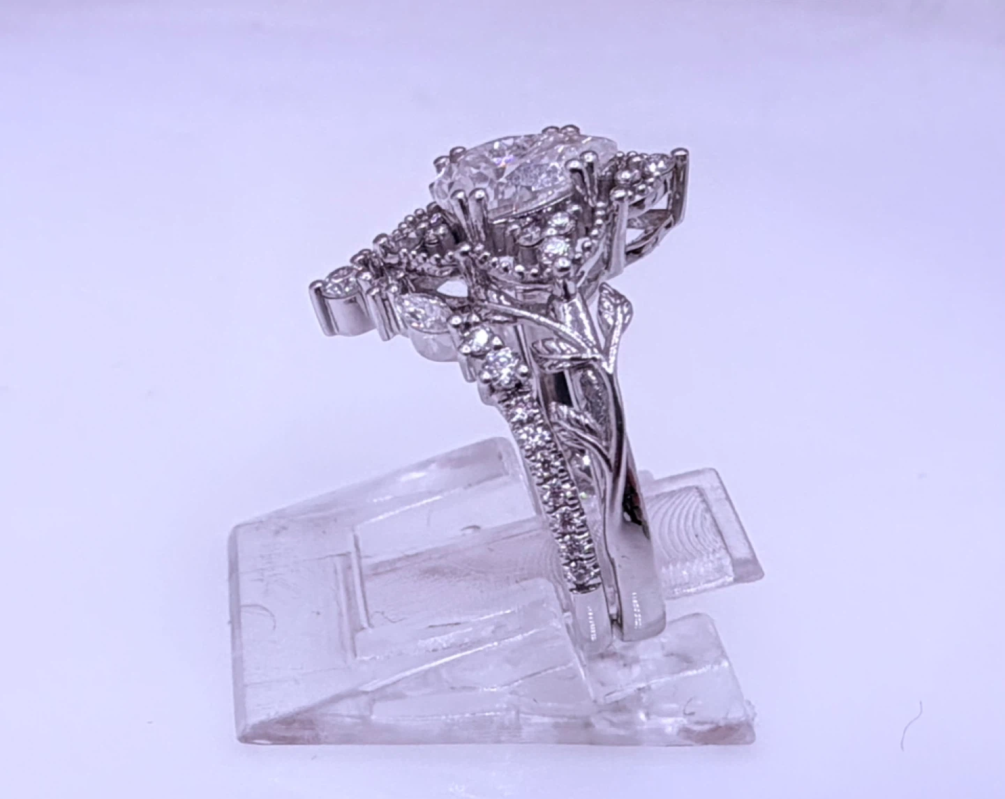 14K White Gold Diamond Engagement Ring Set - photo 4