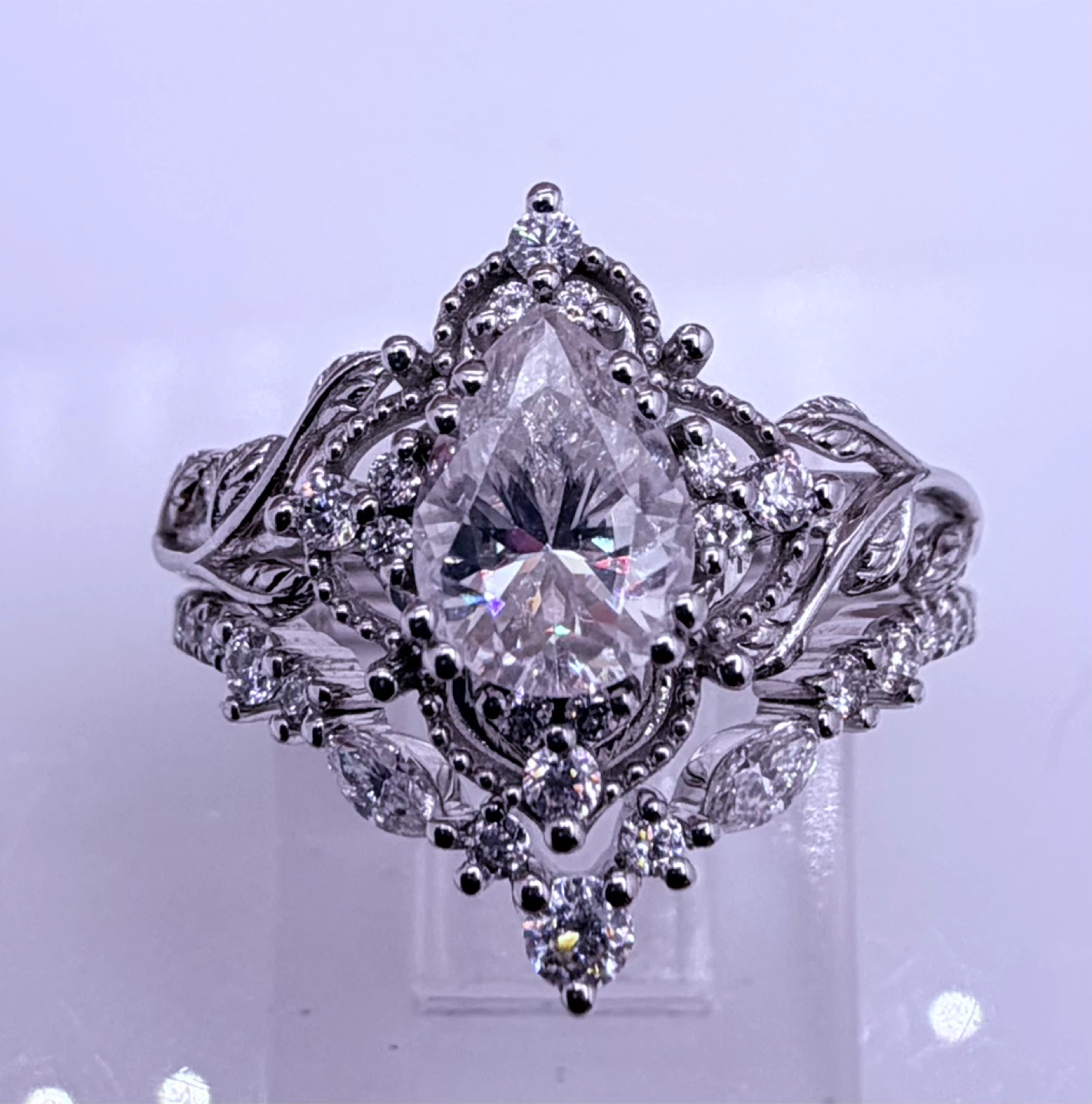 14K White Gold Diamond Engagement Ring Set - photo 2