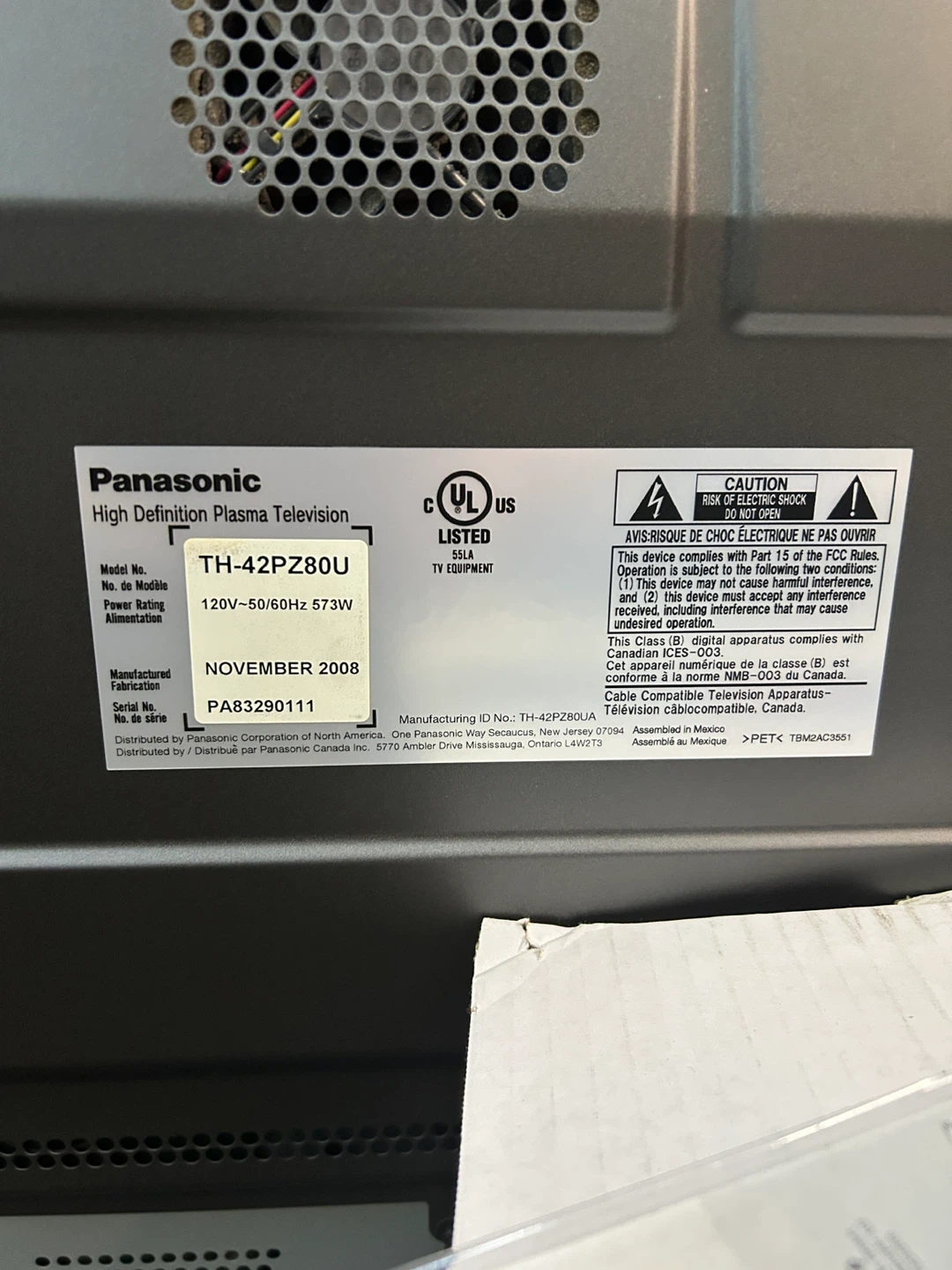 Panasonic  TV 42-inch HD Plasma Television - photo 3