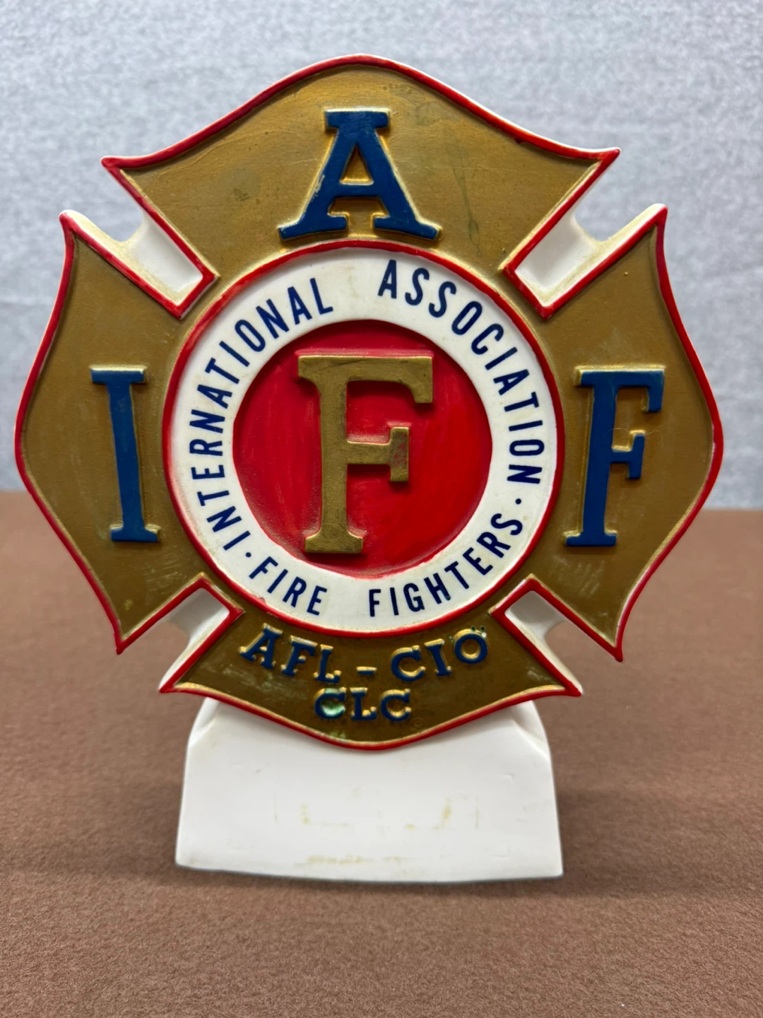 IAFF Firefighters Lionstone 1977  Porcelain Decanter
