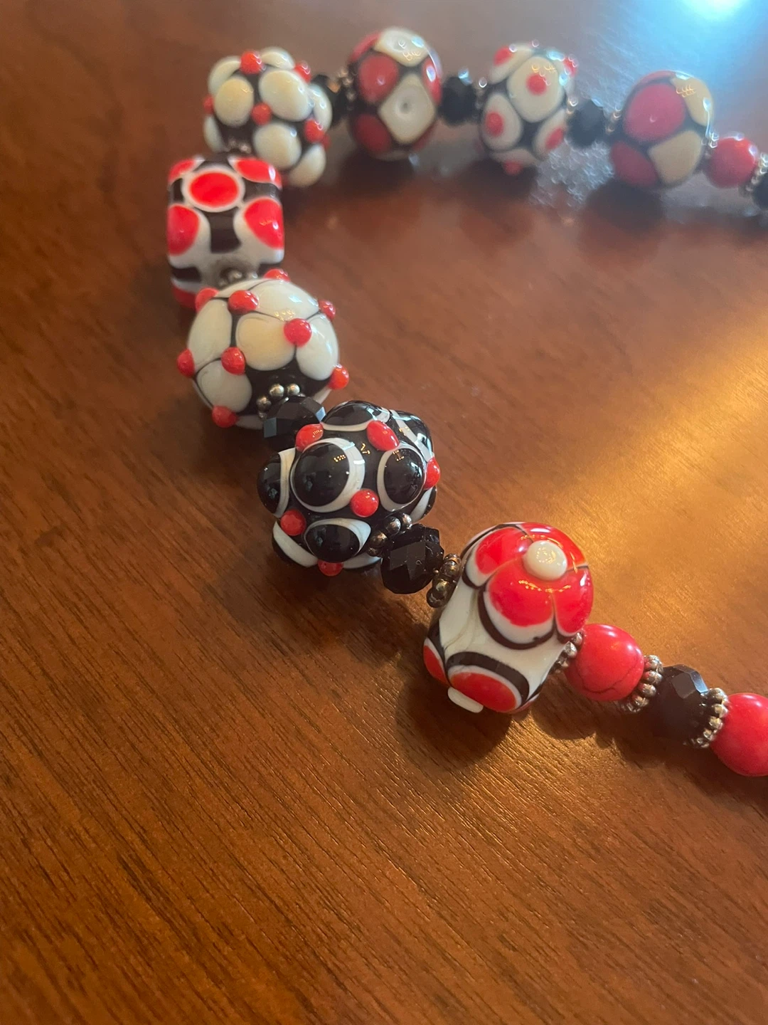 Handmade Glass Bead Necklace and Earrings Set - photo 4