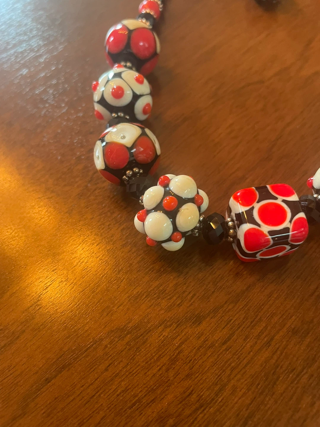 Handmade Glass Bead Necklace and Earrings Set - photo 3