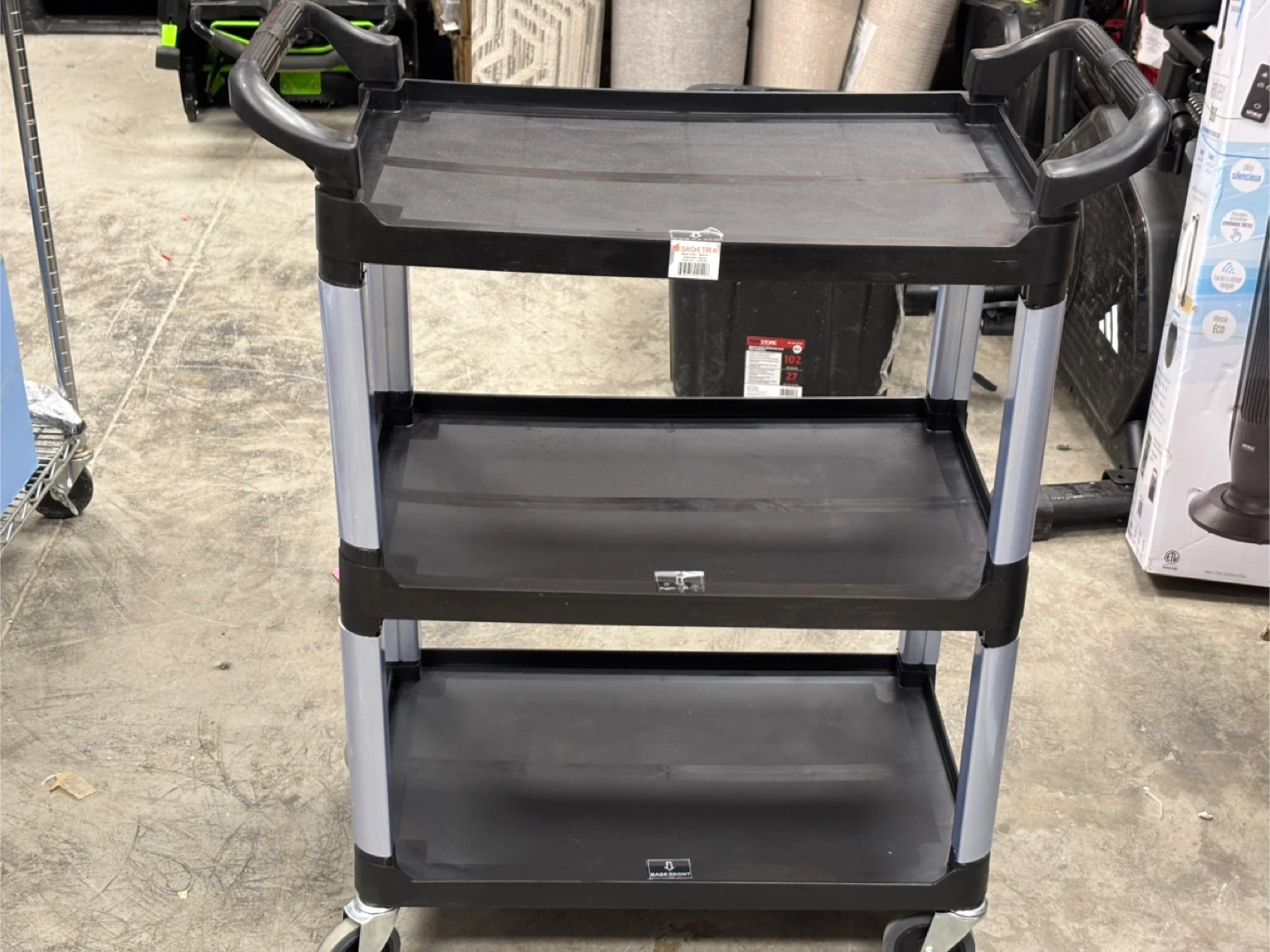 Plastic 3-Shelf Utility Cart with Handles - photo 2