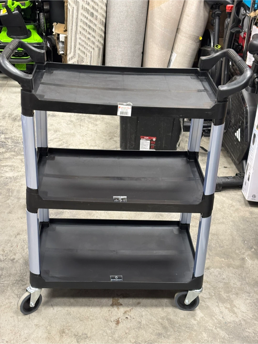 Plastic 3-Shelf Utility Cart with Handles