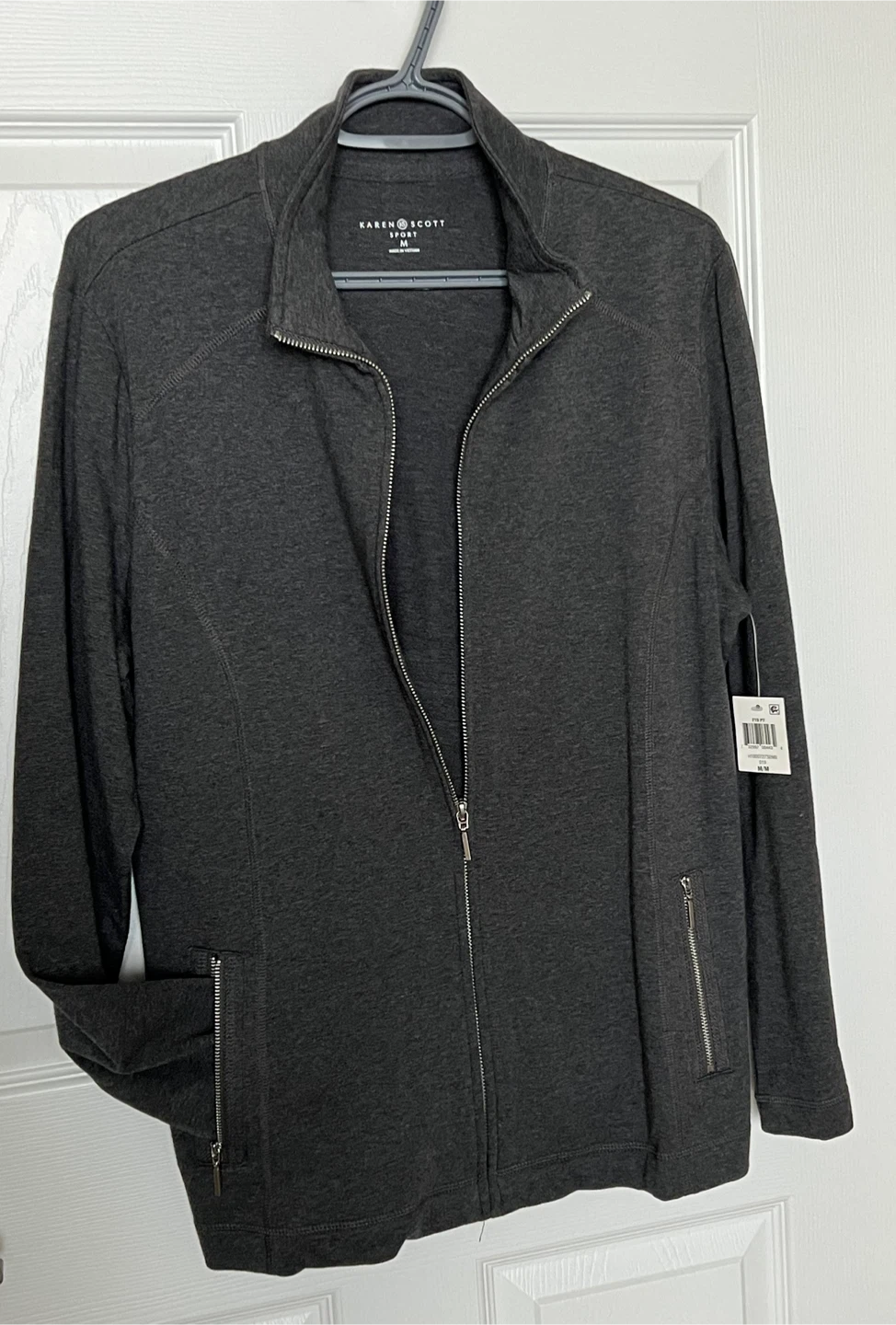 Karen Scott Sport Charcoal Grey Full Zip Jacket - Size Medium - photo 5