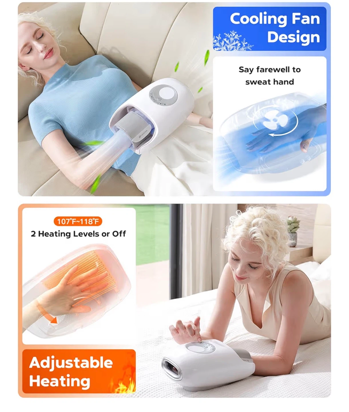 EASEZEN Cordless Hand Massager with Heat & Cooling - photo 3