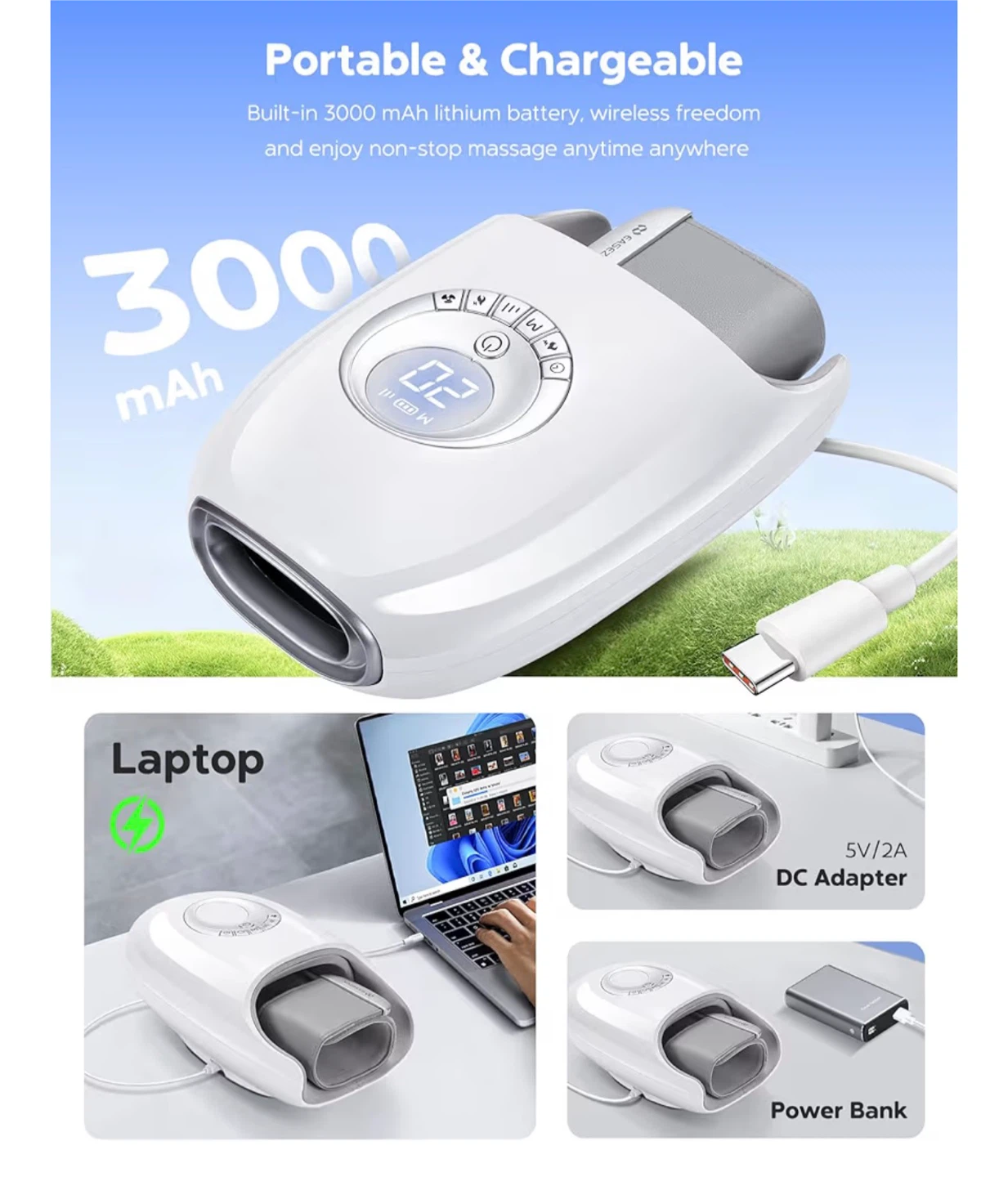 EASEZEN Cordless Hand Massager with Heat & Cooling - photo 5