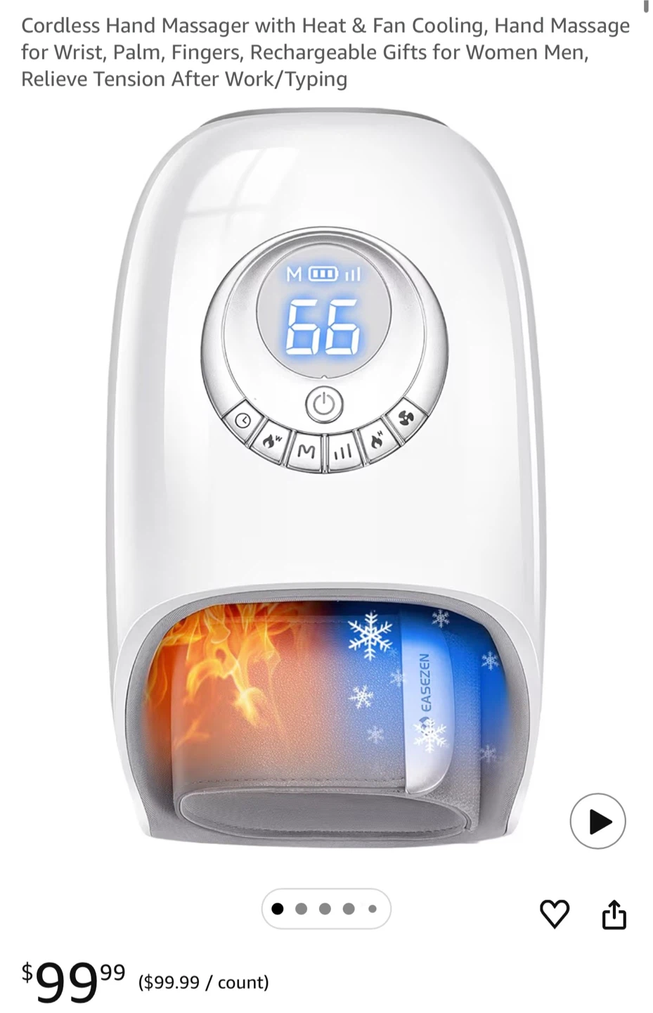 EASEZEN Cordless Hand Massager with Heat & Cooling