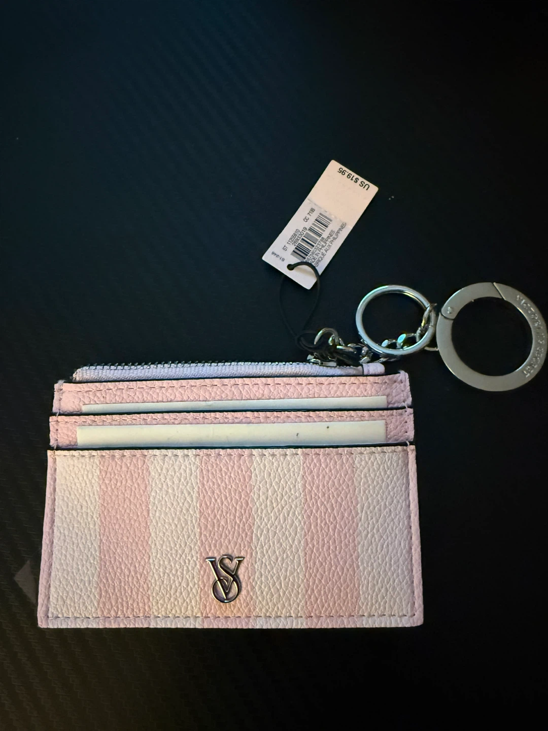 Victoria's Secret Pink Striped Card Holder with Keychain