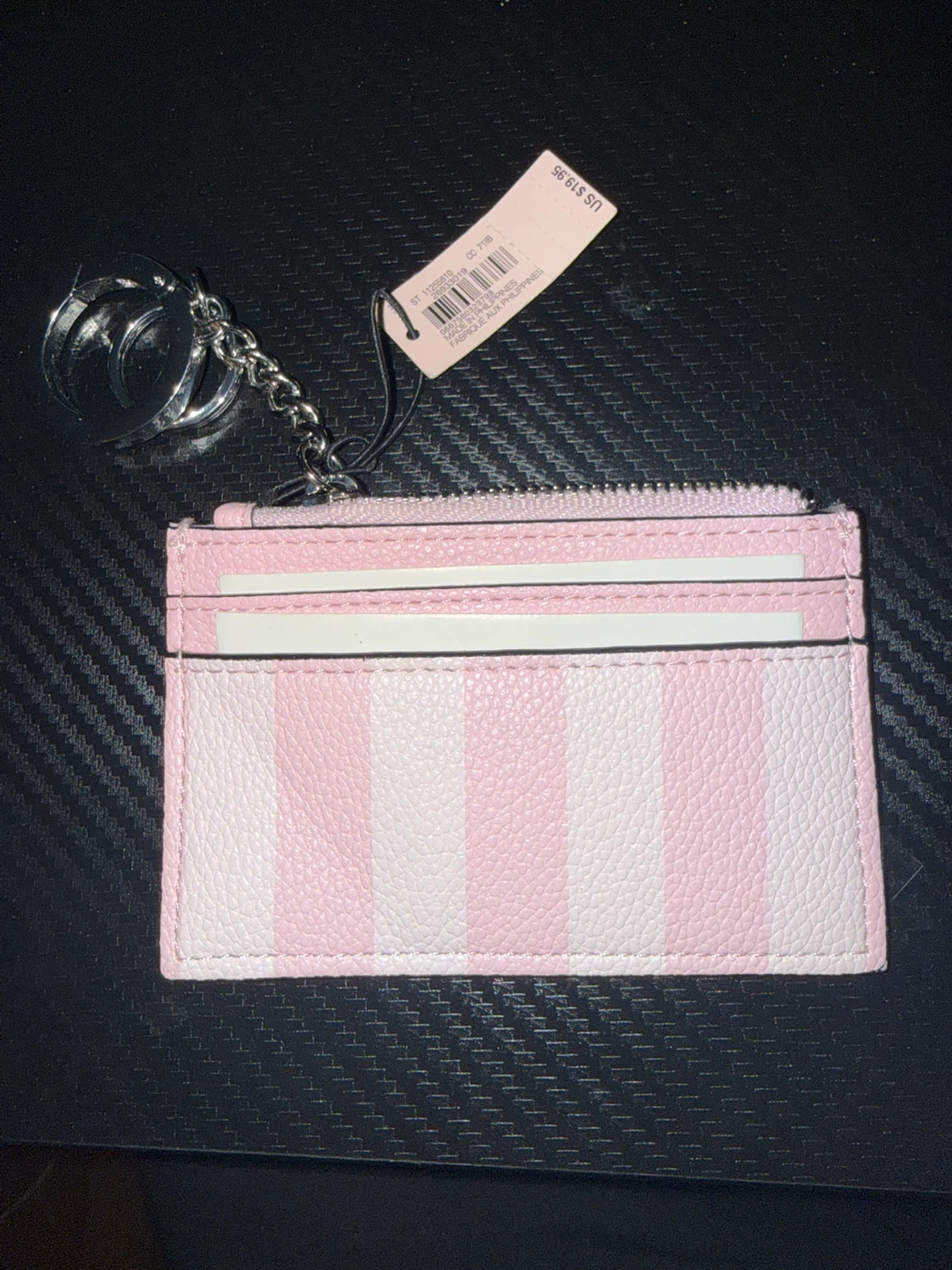Victoria's Secret Pink Striped Card Holder with Keychain - photo 2