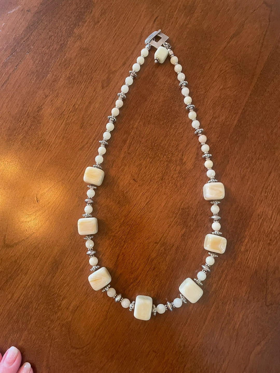 Beaded Necklace with Square and Round Beads - photo 2