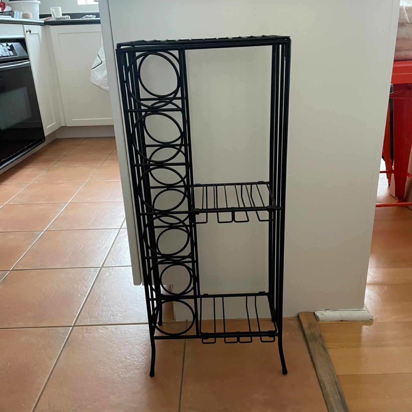 Black Metal Wine Bottle Bar Rack Shelf