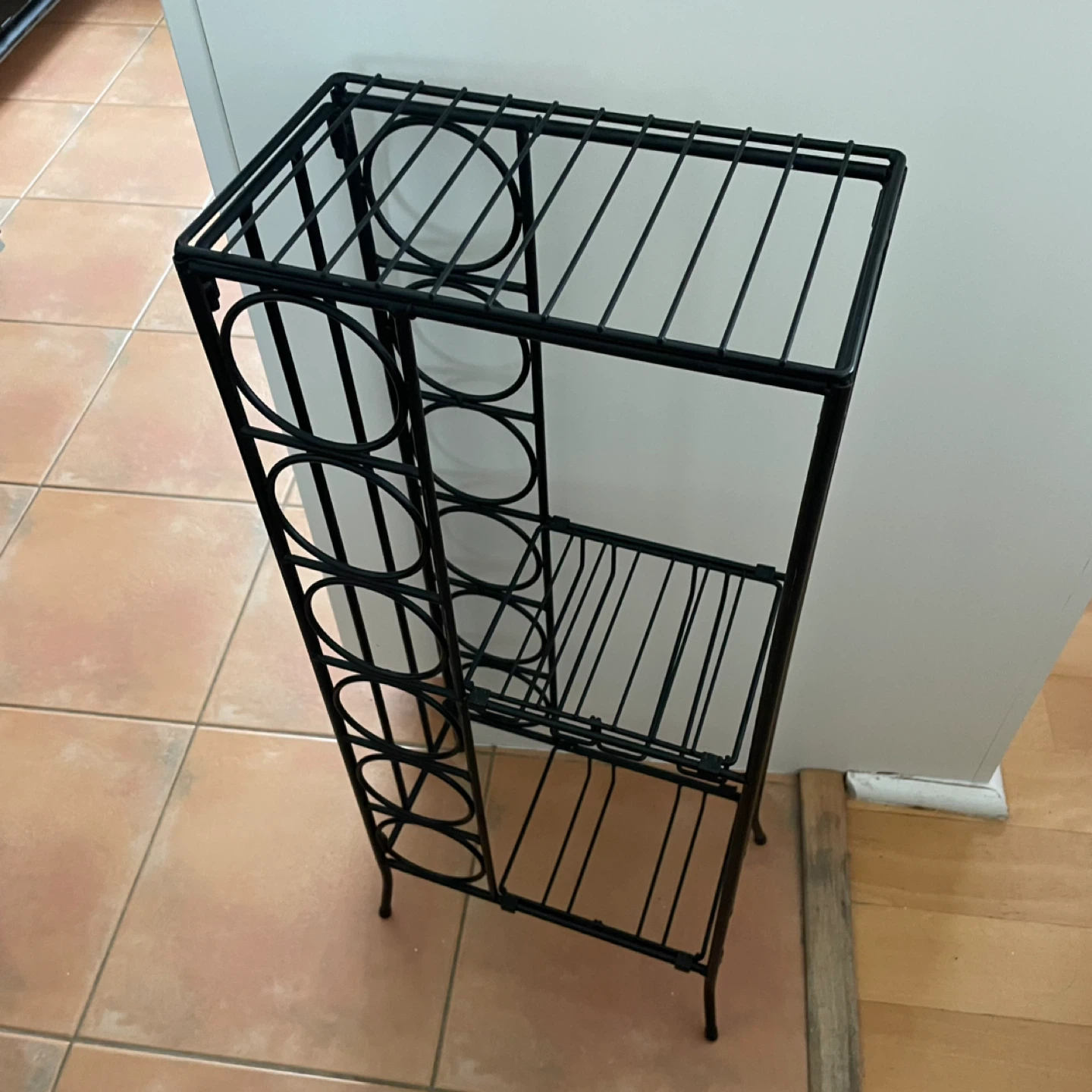 Black Metal Wine Bottle Bar Rack Shelf - photo 3