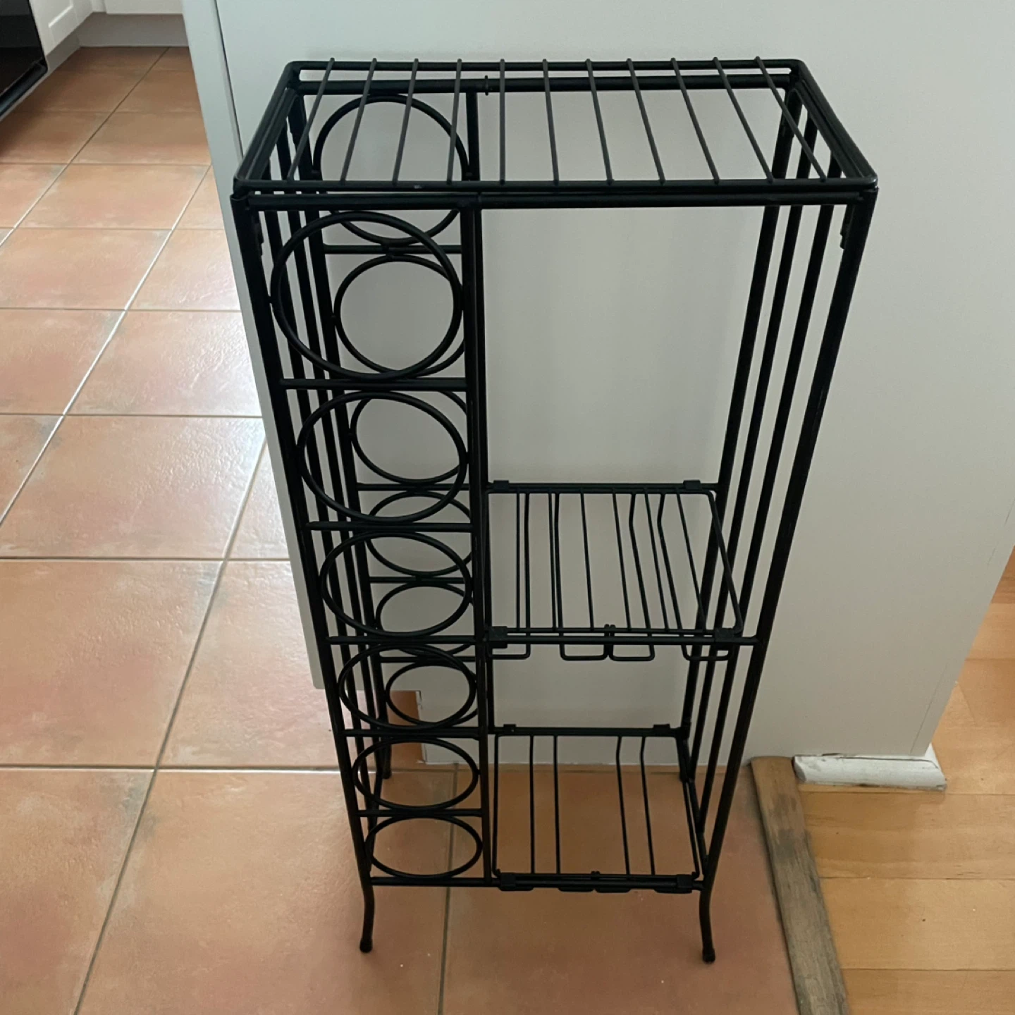 Black Metal Wine Bottle Bar Rack Shelf - photo 2