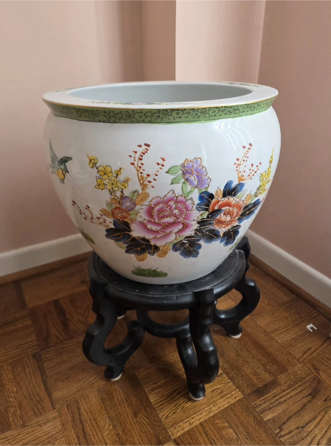Decorative Ceramic Pot with Floral Design