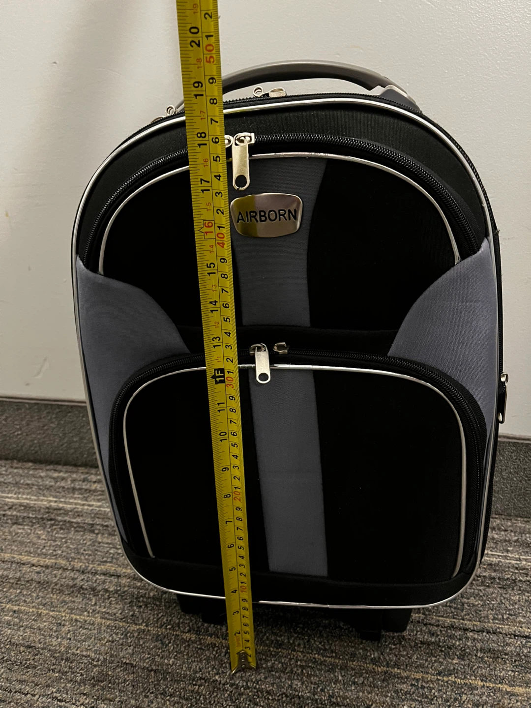 Airborn Black and Grey Rolling Suitcase (small)