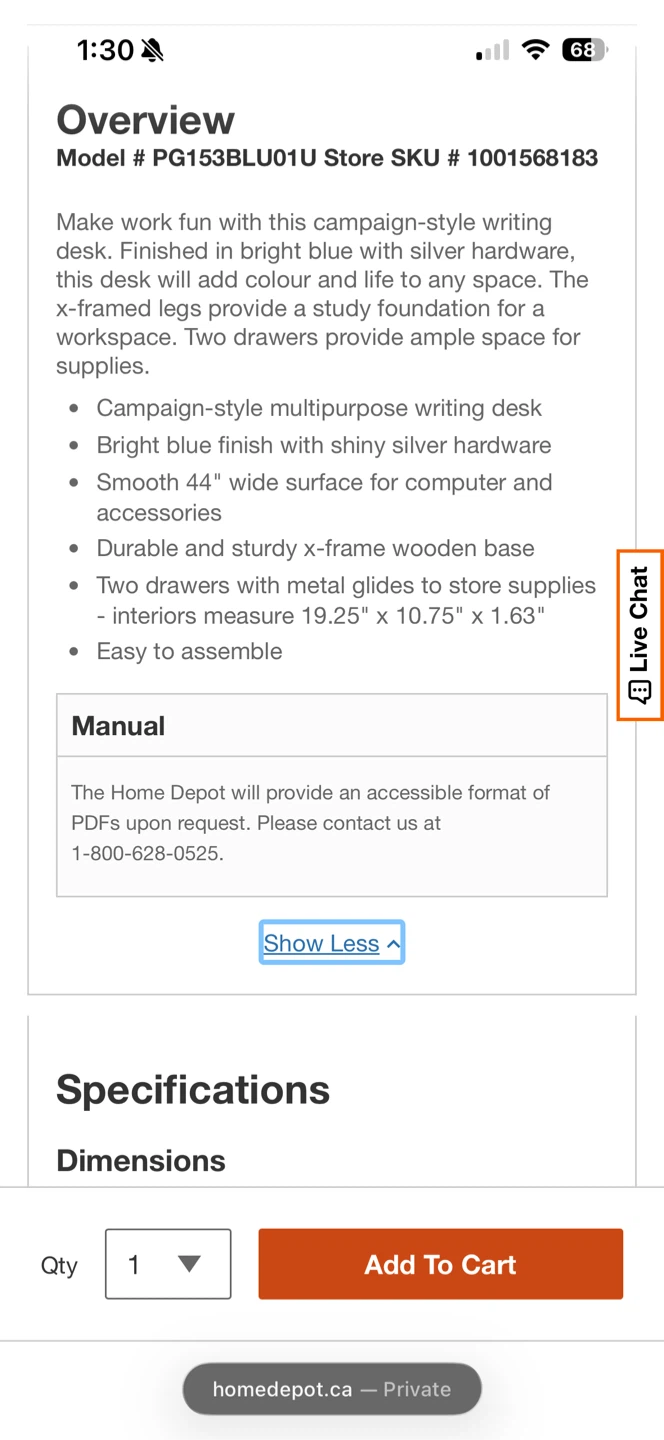 Linon Home Décor Posey Writing Desk - Blue - photo 5