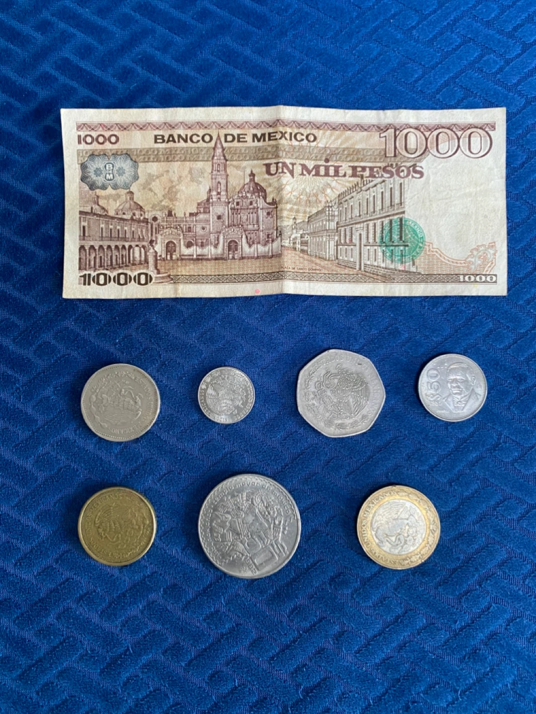 Collection of Mexican Banknotes and Coins