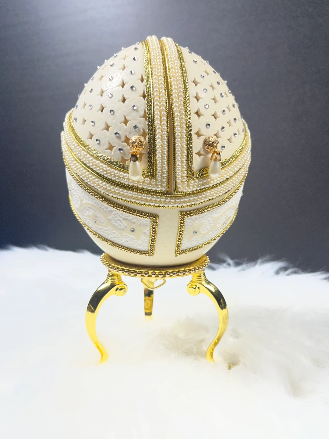 Decorative Hinged Egg Trinket Box with Stand - photo 2