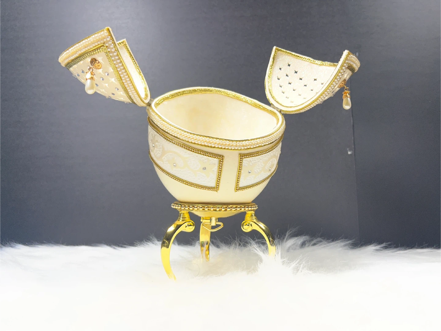 Decorative Hinged Egg Trinket Box with Stand - photo 5