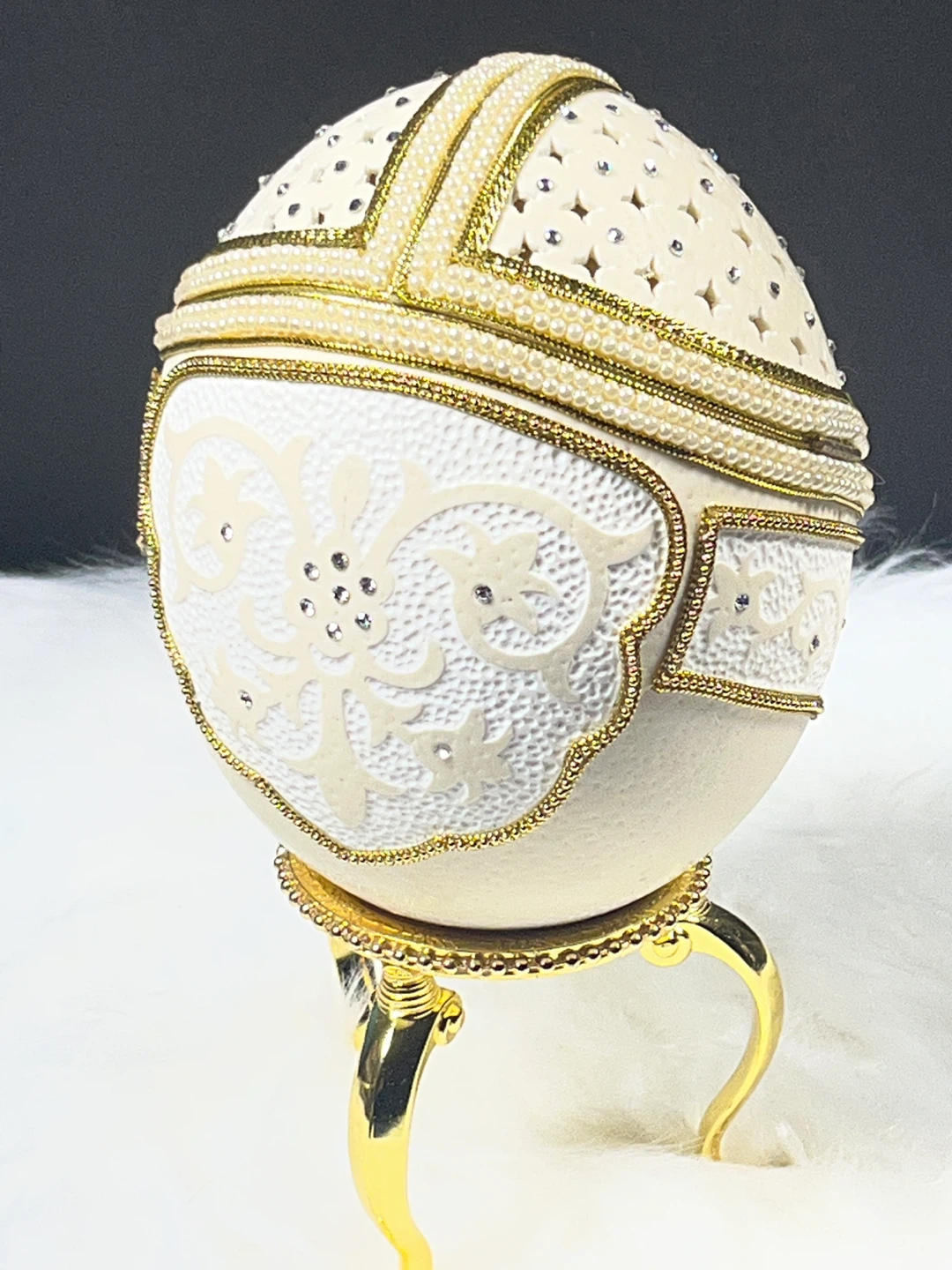 Decorative Hinged Egg Trinket Box with Stand - photo 3