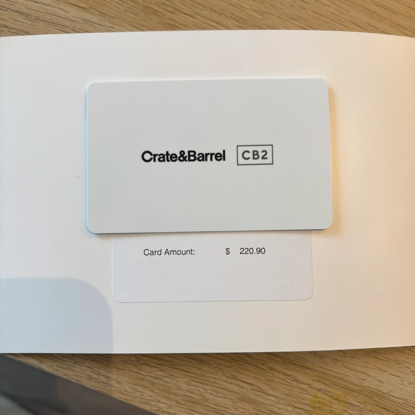 Crate & Barrel CB2 Gift Card - $220.90